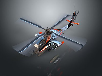 Modern Helicopter Gunship Helicopter Aircraft Gunship Combat Helicopter 3d model