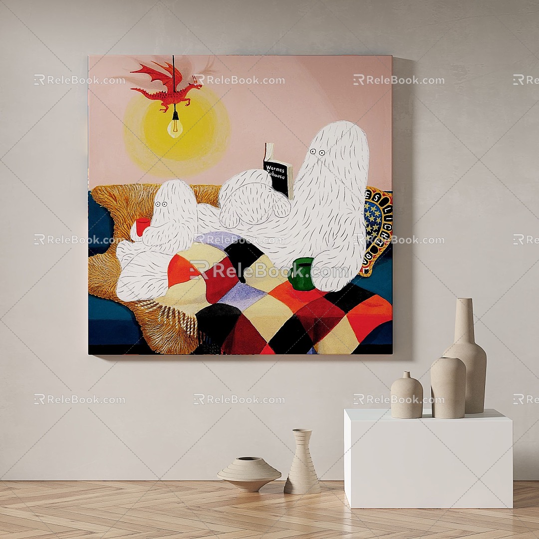 Modern minimalist abstract decorative painting 3d model