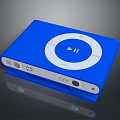 Blue Portable Digital Music Player With Circular Control Interface Play Pause Button And ON OFF Switch 3d model