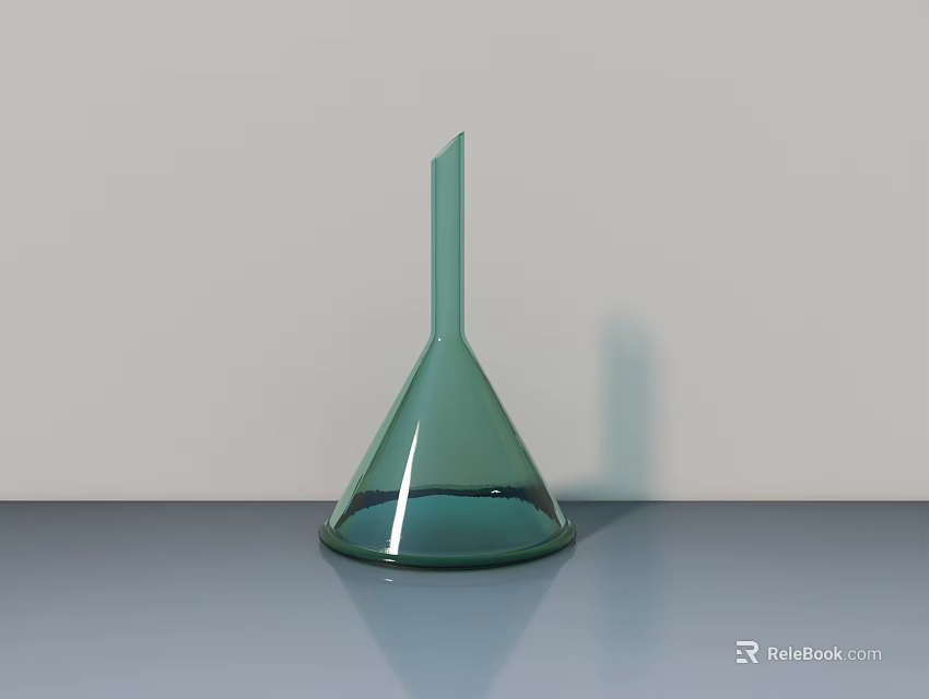 Green Glass Funnel Shaped Decorative Ornament Set For Modern Tabletop 3d model 