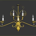 Ornate Golden Candelabra Chandelier Lighting Combination With Decorative Curved Arms And Metal Frame