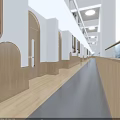 Kindergarten Corridor With Children Playing And Modern Interior 3d model