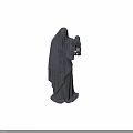 Mysterious Game and Movie Character Wearing Long Gray Robe Holding Lantern in Gray Scene