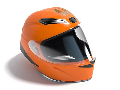 Orange Modern Motorcycle Helmet with Sleek Design and Black Protective Visor for Safe Riding Experience 3d model