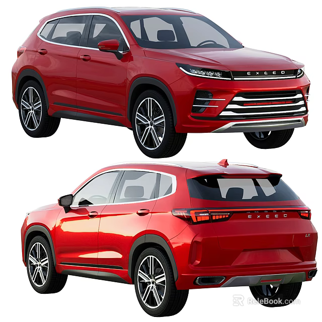 Red SUV Car Front And Rear Exterior Design 3d model