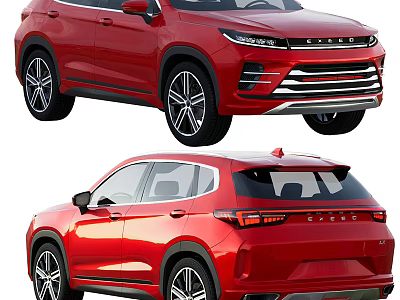Red SUV Car Front And Rear Exterior Design 3d model