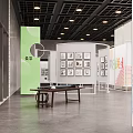 Modern Art Design Exhibition Space With Display Panels And Framed Artworks