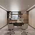 Modern Office Interior Design With Desk Chairs Bookshelves And Window Lighting