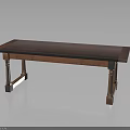 Rustic Solid Wood Table With Rectangular Top And Sturdy Carved Wooden Legs