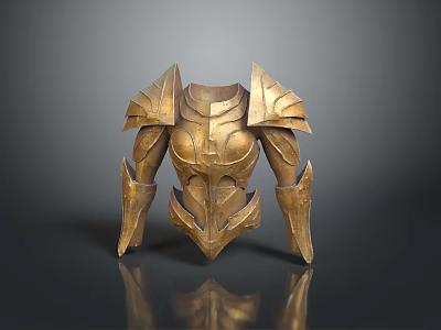 Golden Fantasy Armor Chestplate With Intricate Shoulder Decorations And Detailed Design 3d model