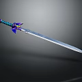 Fantasy Decorative Sword With Purple Blue Hilt Accents And Sharp Silver Blade