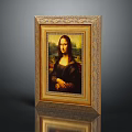 Elegant Golden Carved Decorative Frame Holding Classic Mona Lisa Painting