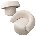 Stylish Beige Modern Single Sofa With Curved Arms And Rounded Design