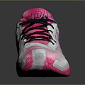 Pink And White Sporty Sneakers With Black Laces Blue Logo And Mesh Design