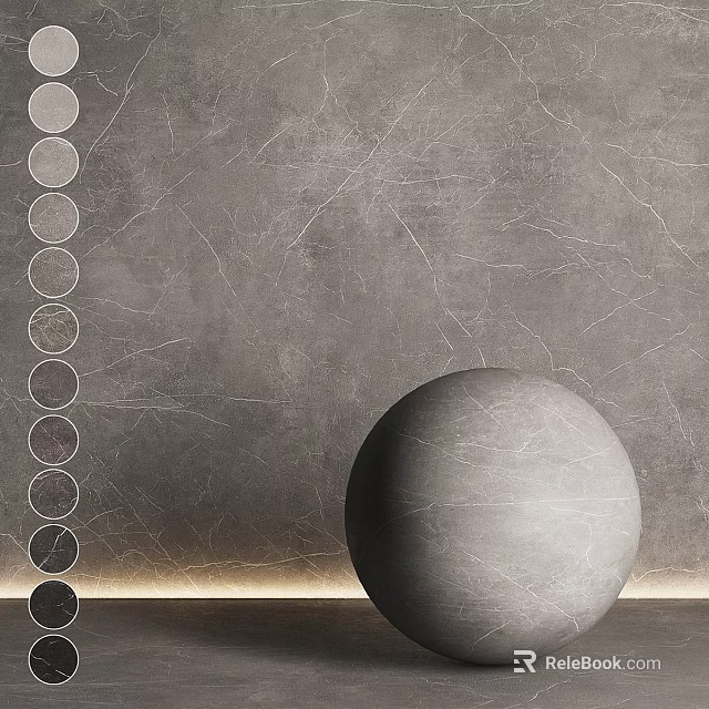 Grey Stone Sphere Component With Textured Wall And Gradient Color Samples 3d model 