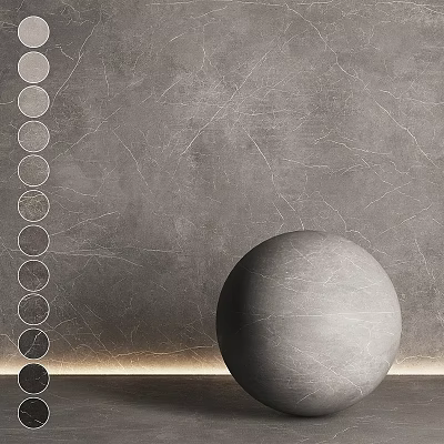 Grey Stone Sphere Component With Textured Wall And Gradient Color Samples 3d model