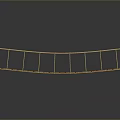 Wooden Plank Rope Bridge Featuring Rope Railings And Support Posts Structure 3d model