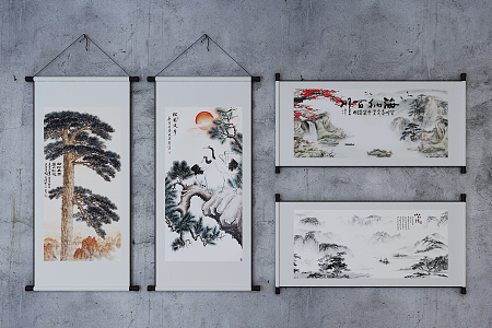 Chinese Landscape Painting Hanging Paintings 3d model