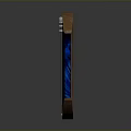 Crescent Shaped Wooden Decorative Household Item With Carved Patterns Blue Interior And Strings