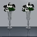 Elegant Decorative Glass Vases With White Flowers On Reflective Surface