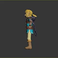 Game And Movie Character With Blonde Hair Blue Outfit Brown Gloves Boots Glowing Arm Patterns