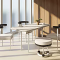Dining Table and Chair Combination Cream Style Dining Table and Chair 3d model