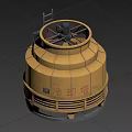 Circular Industrial Cooling Tower With Multiple Layers Top Fan And Ladder 3d model
