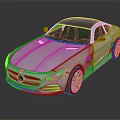 Silver Mercedes Two Door Sports Car With Black Roof And Red Brake Calipers