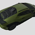 Green Sports Car With Aerodynamic Body Black Accents Rear Spoiler And Sporty Design