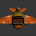 Colorful Kids Toy Airplane With Orange Yellow Body Brown Seat Propeller And Wheels