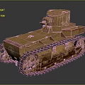 Vintage Rusty Brown Military Tank With Tracks And Turret Design