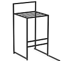 Black Metal Frame Bar Stools With Upholstered Seat And Slatted Design