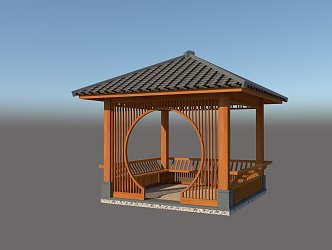 Chinese-style four-corner pavilion 3d model