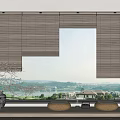 Natural Bamboo Blinds For Window With Scenic View And Ceramic Vase Decor