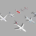 Collection Of Different Airplane Models Including Commercial Jets And Helicopters