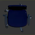 Blue Office Chair With Armrests Wheels And Modern Metal Base Design