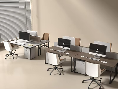 Modern desk modern office desk and chair combination 3d model