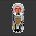 Industrial Mechanical Device With White Body Copper Pipe Sloped Panel And Warning Signs