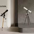 Poliform Telescopes With Black White Design And Gold Black Tripods In Modern Interior