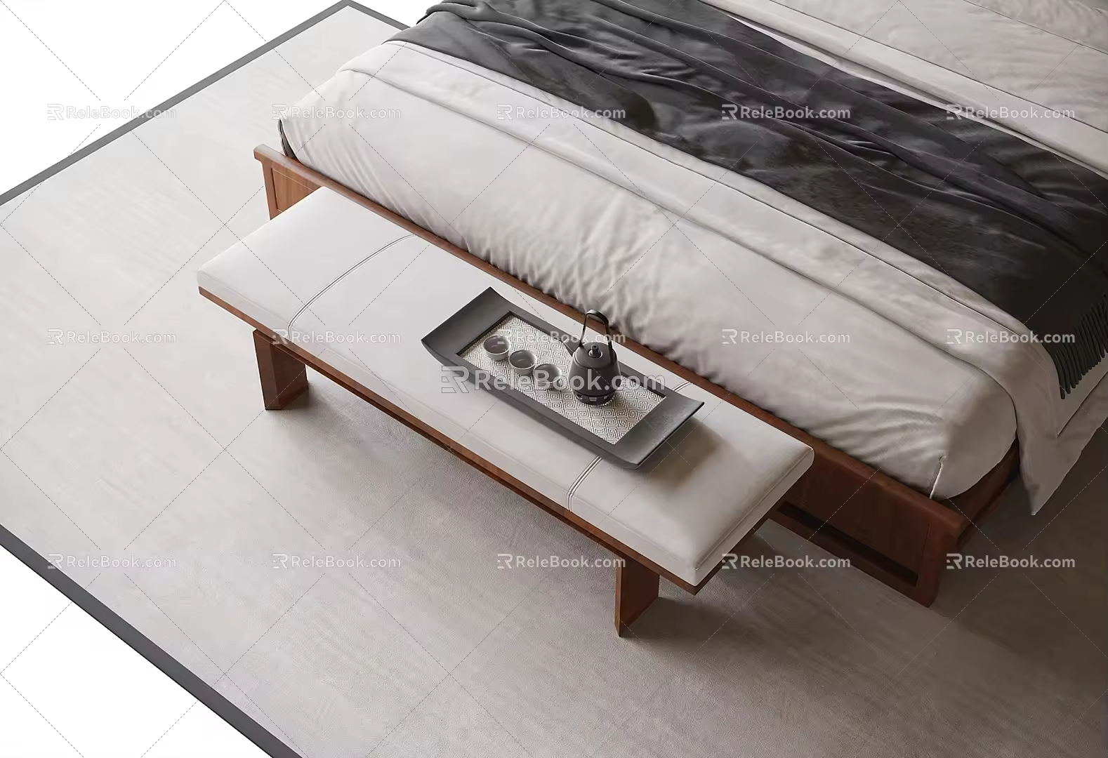 Modern Bed End Stool Bench 3d model