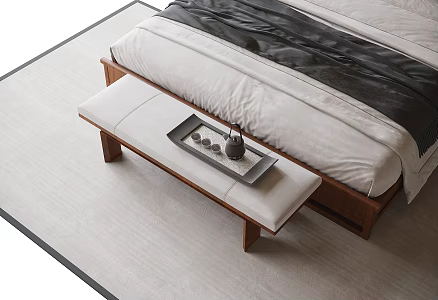 Modern Bed End Stool Bench 3d model