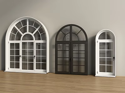 Arched Windows In White And Black With Different Sizes For Interior Design 3d model