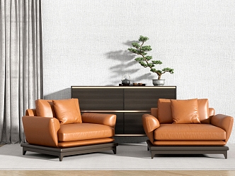 Sofa Leather Sofa Single Sofa 3d model