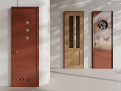 Modern Interior Doors Featuring Various Designs Glass Panels And Decorative Patterns 3d model
