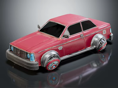 Vintage Red Toy Car With Silver Rims And Classic Design Details 3d model