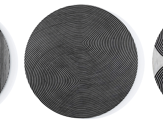 Modern round carpet black white gray abstract line round carpet combination 3d model