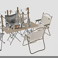 Outdoor Leisure Chairs With Table String Lights Decorative Posts And Tabletop Decorations 3d model