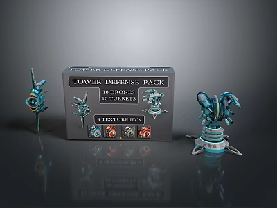 Colorful Tower Defense Turret Models Set With Various Designs From Shenzhen 3d model