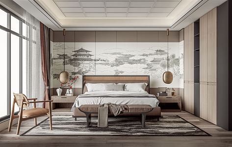 New Chinese bedroom 3d model