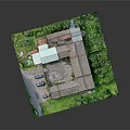 Traditional Chinese Courtyard Architecture With Red Brick Walls Grey Tiled Roofs And Surrounding Green Vegetation